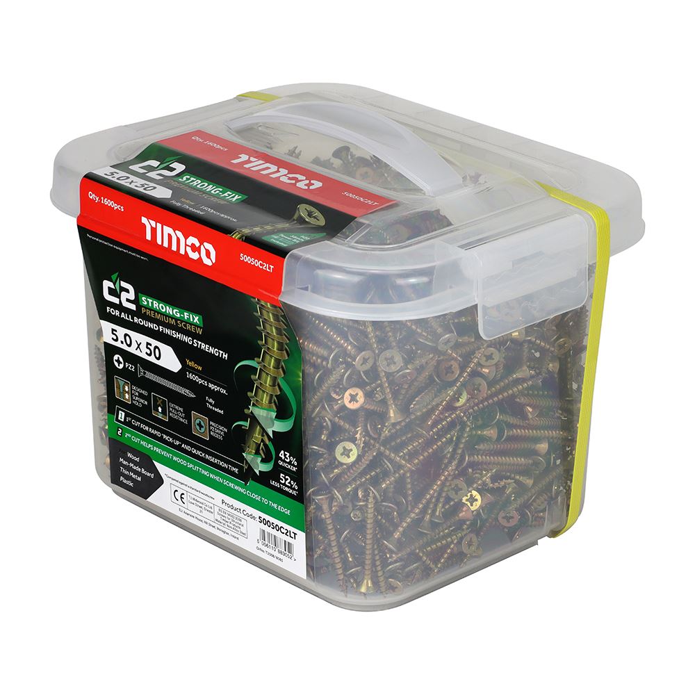 Timco C2 Strong-Fix Multi-Purpose Screws - PZ Countersunk, 5.0 x 50mm (1600pc)