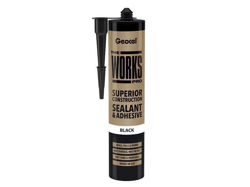 Geocel THE WORKS PRO Sealant & Adhesive, Black, 290ml