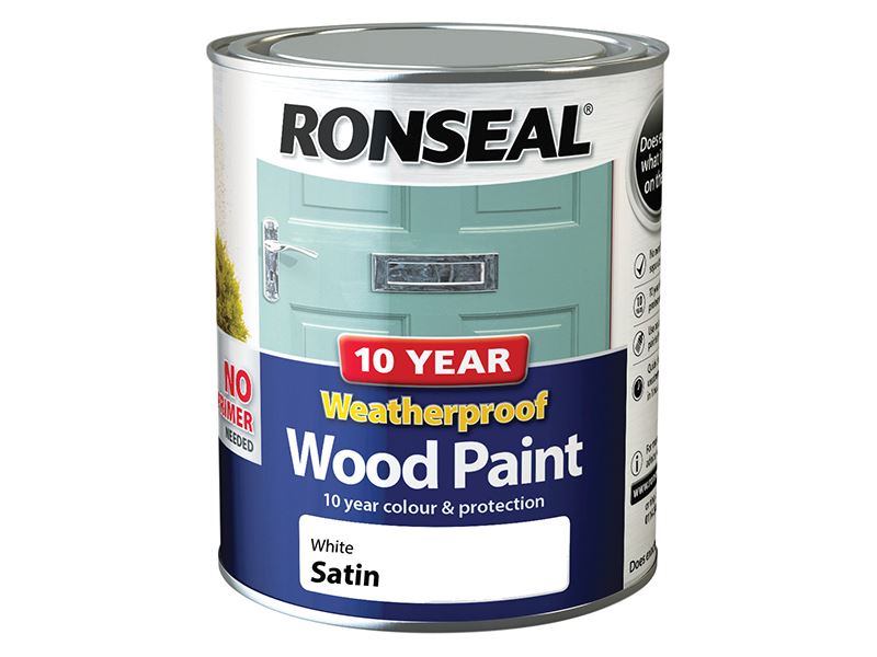 Ronseal 10-Jahre Wetterfeste Holzfarbe Weiß Seidenmatt 750ml