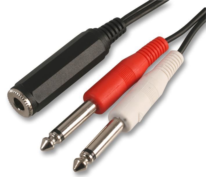 PRO SIGNAL Mono Jack Splitter Lead, 1/4 Inch, 300mm Black