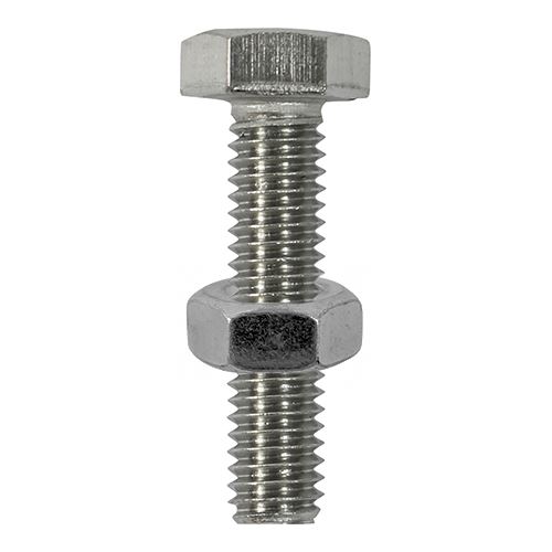 Timco Stainless Steel M6 x 50mm Set Screws with Hex Nuts (4-Pack)