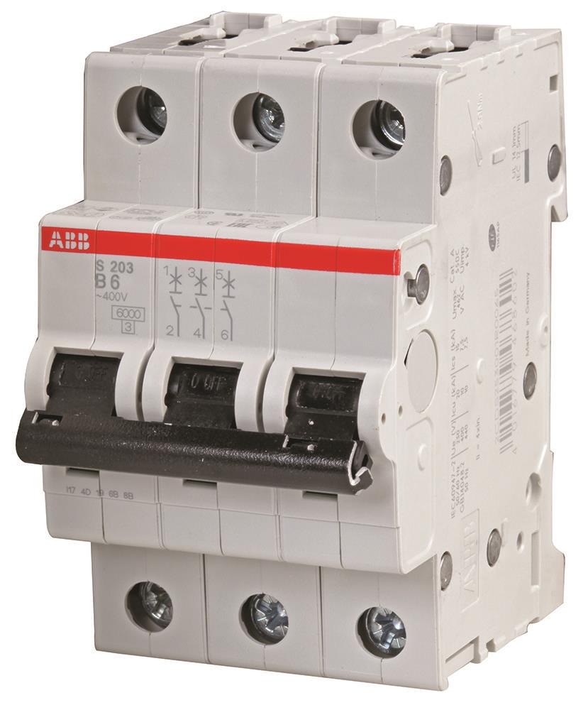 ABB 6A TP Type B MCB, 3 Pole, 277VAC
