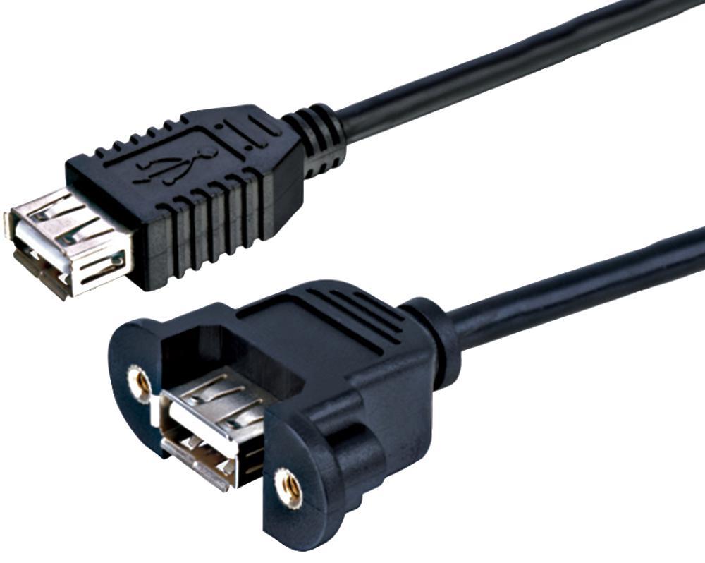 PRO SIGNAL Adaptador USB A Panel Hembra a Hembra, 1m, Negro