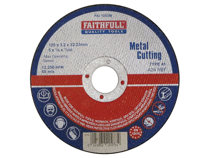 Faithfull Metal Cut-Off Disc, 125 x 3.2 x 22.23mm