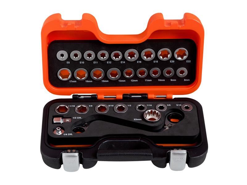 Bahco S Type Ratchet Ring Wrench & Adaptor Set, 29-Piece