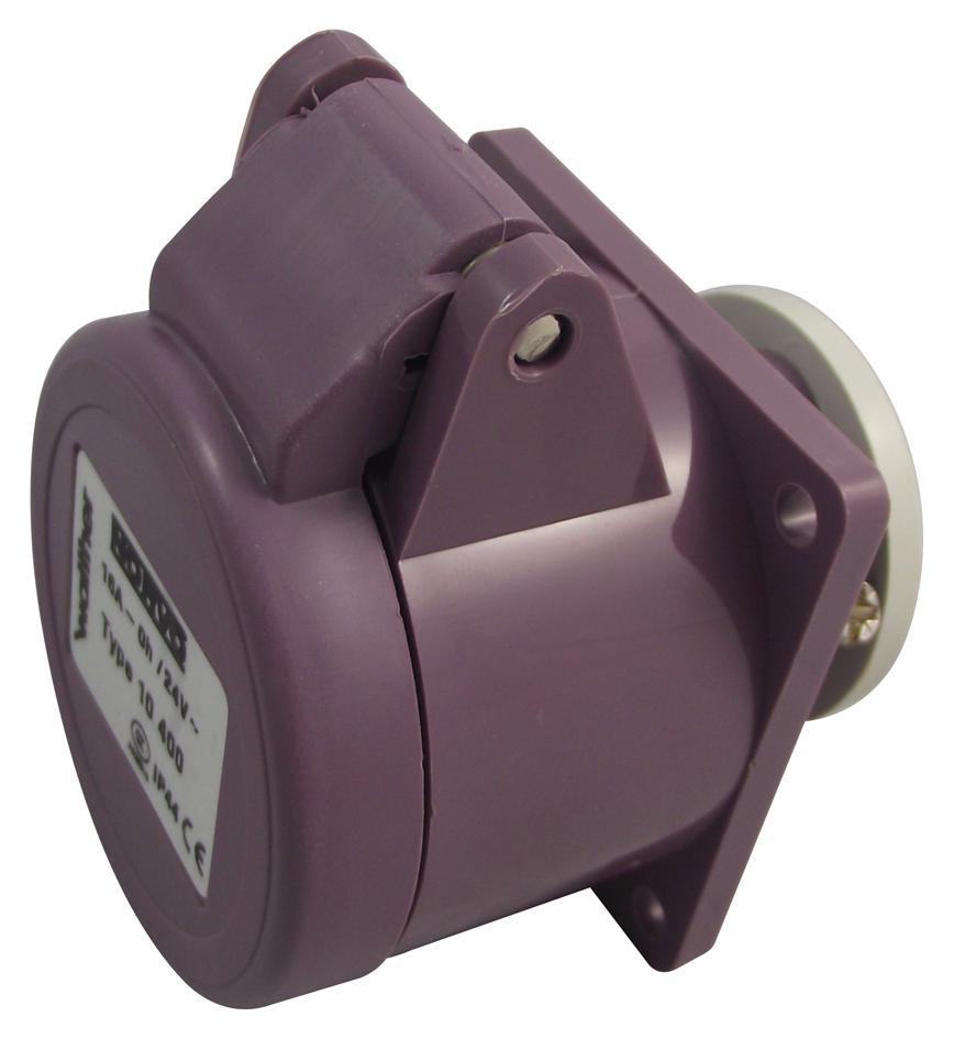 WALTHER שקע פאנל CEE 16A 24V, 2 פינים, סגול, IP44