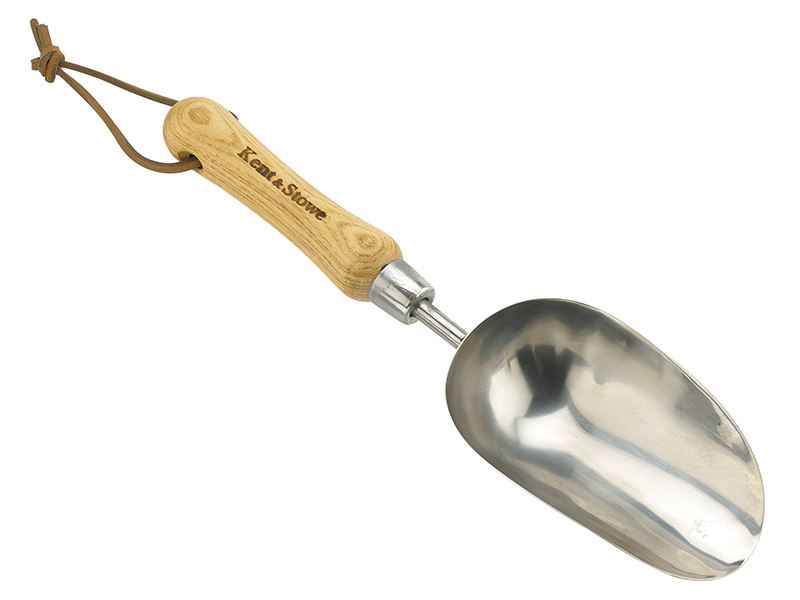 Kent & Stowe RVS Handschep voor Potgrond, FSC Essen Hout 33cm