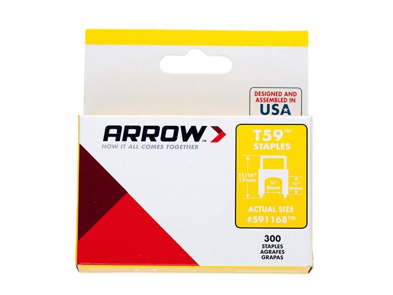 Arrow T59 Insulated Staples, Clear, 6x6mm (Box of 300)