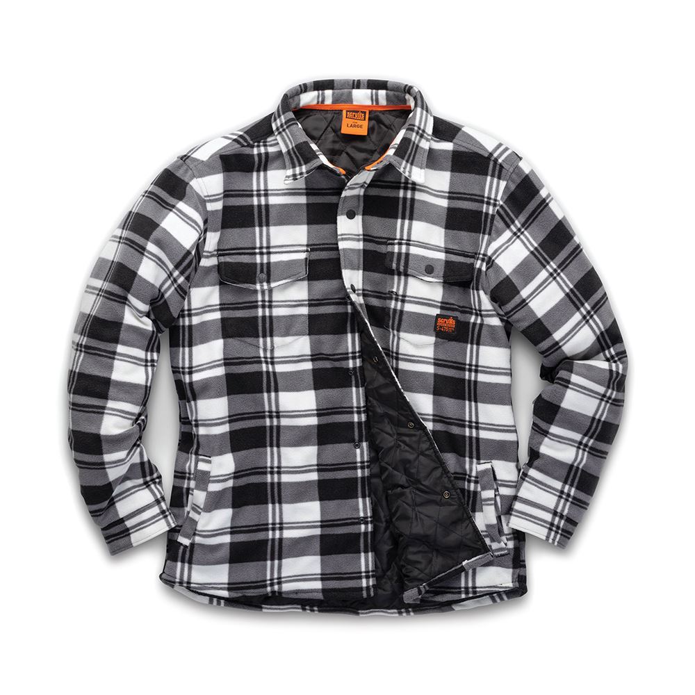 Scruffs Worker Padded Checked Shirt Black/White - Large