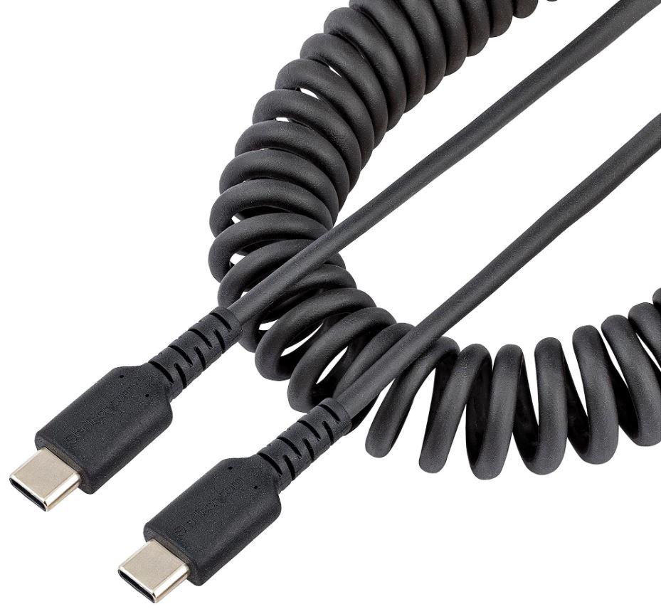 STARTECH USB-C to USB-C ヘビーデューティ コイルケーブル 0.5m