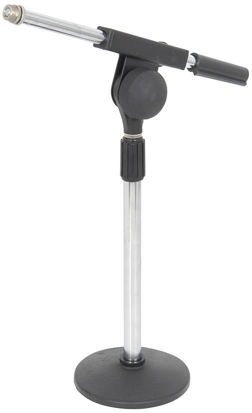 QTX SOUND Support de micro de bureau avec bras articulé, Chrome, 340mm