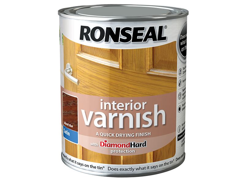 Ronseal Vernis Intérieur, Satin Chêne Foncé, Séchage Rapide, 250ml
