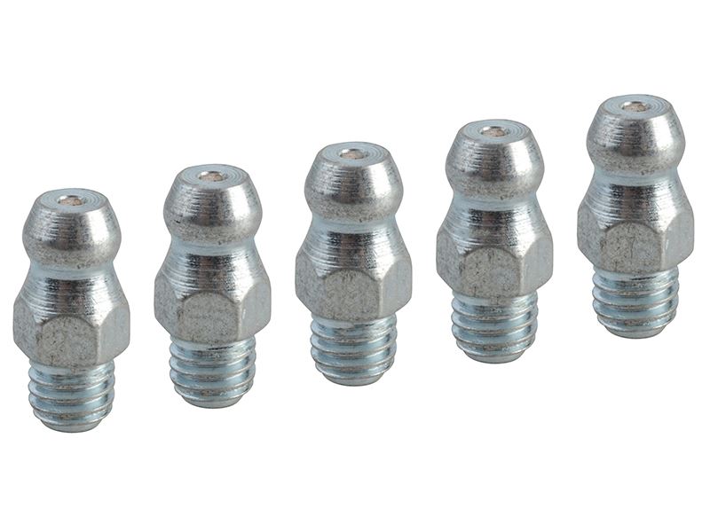 Faithfull Straight Grease Nipple M6 x 1.0, Zinc Plated (Pack of 5)