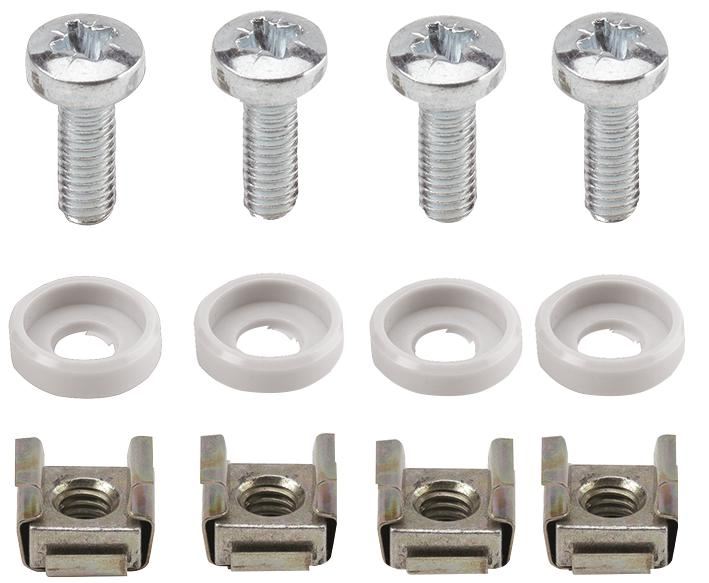 OKW M6 Cage Nut, Screw & Washer Set for 19 Rack Enclosure (Pack of 4)