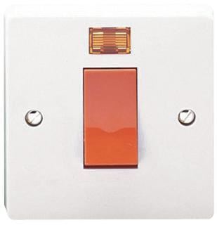 Crabtree 1ギャング45A DPクッカースイッチ（ネオン付き ホワイト）