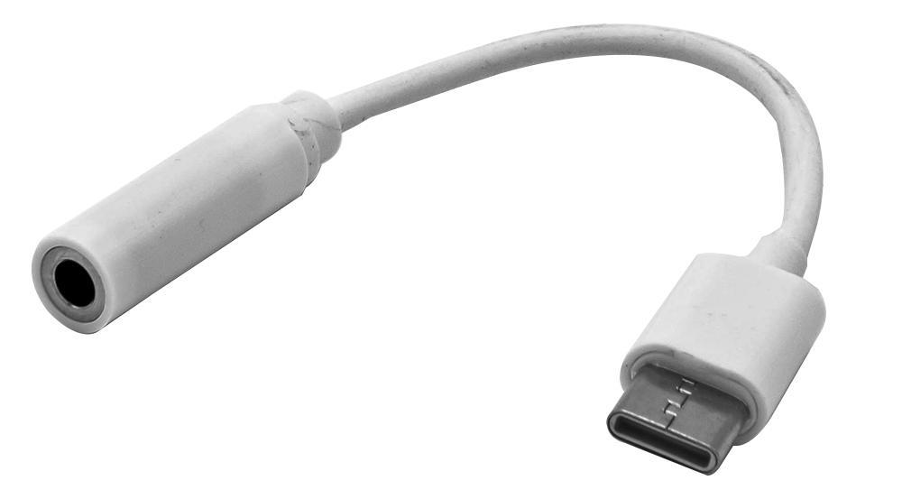 DYNAMODE Adaptador USB-C a 3.5mm para Auriculares, Blanco, 130mm