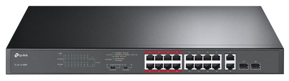 TP-Link TL-SL1218MP 16 Port PoE Switch, Gigabit, Unmanaged, 192W