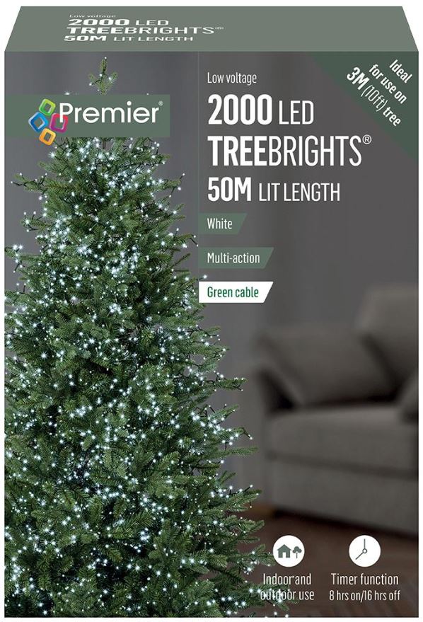 RARAION 2000 LED White Christmas Lights with Timer, 50m