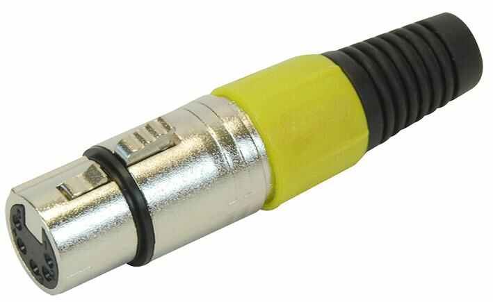 Pro Signal 5-Pole XLR Socket, Yellow Strain Relief