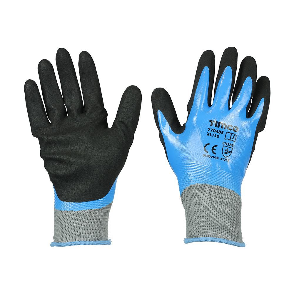 Timco Waterproof Grip Gloves - Sandy Nitrile Foam Coated, XL (1 Each)