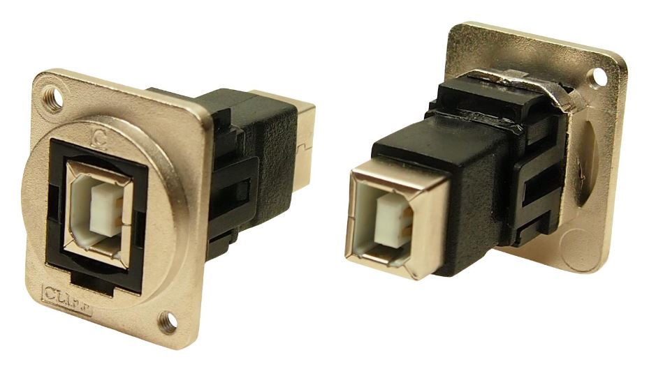 CLIFF Conector USB 2.0 B de Montagem em Painel, Metal