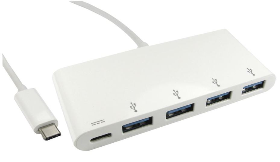 HiLo 4-Θύρα USB 3.0 Hub με USB-C και Power Delivery, Λευκό