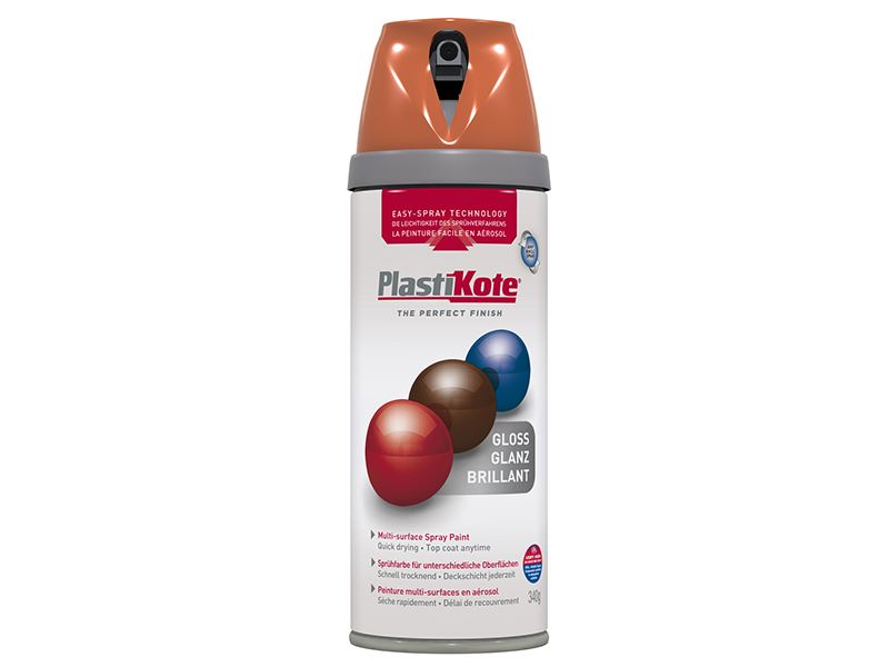 PlastiKote Twist & Spray Gloss Orange Paint, 400ml