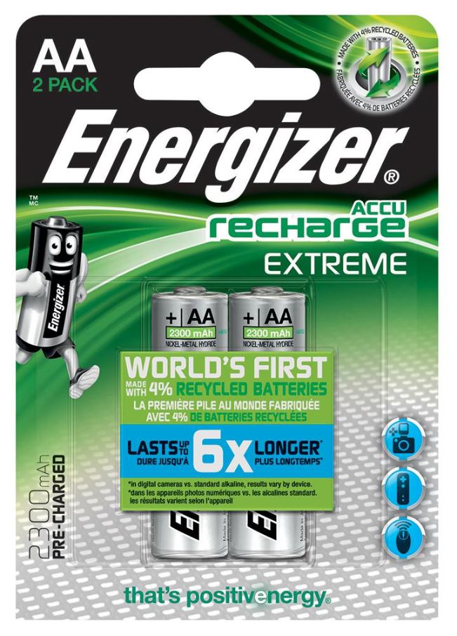 Energizer Recharge Extreme Cadhnraí NiMH AA 2300mAh 2 Pacáiste