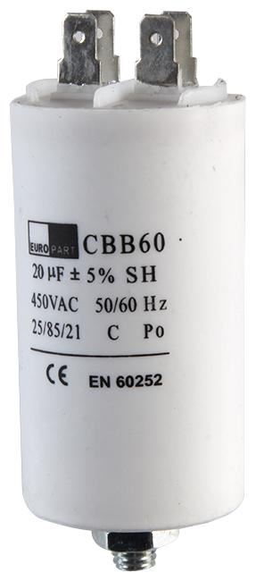 EUROPART Condensador Universal 20uF 450V AC para Lavadoras