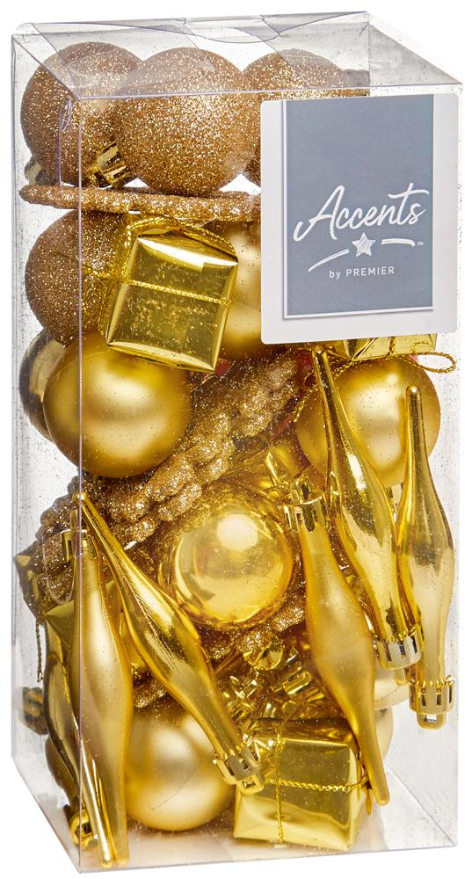 PREMIER Assortiment Gouden Feestelijke Decoratiepakket, 37 Delen
