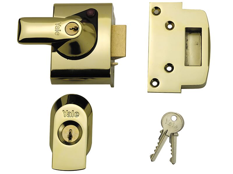 Yale BS2 Nightlatch British Standard Lock, 40mm Backset, Brasslux