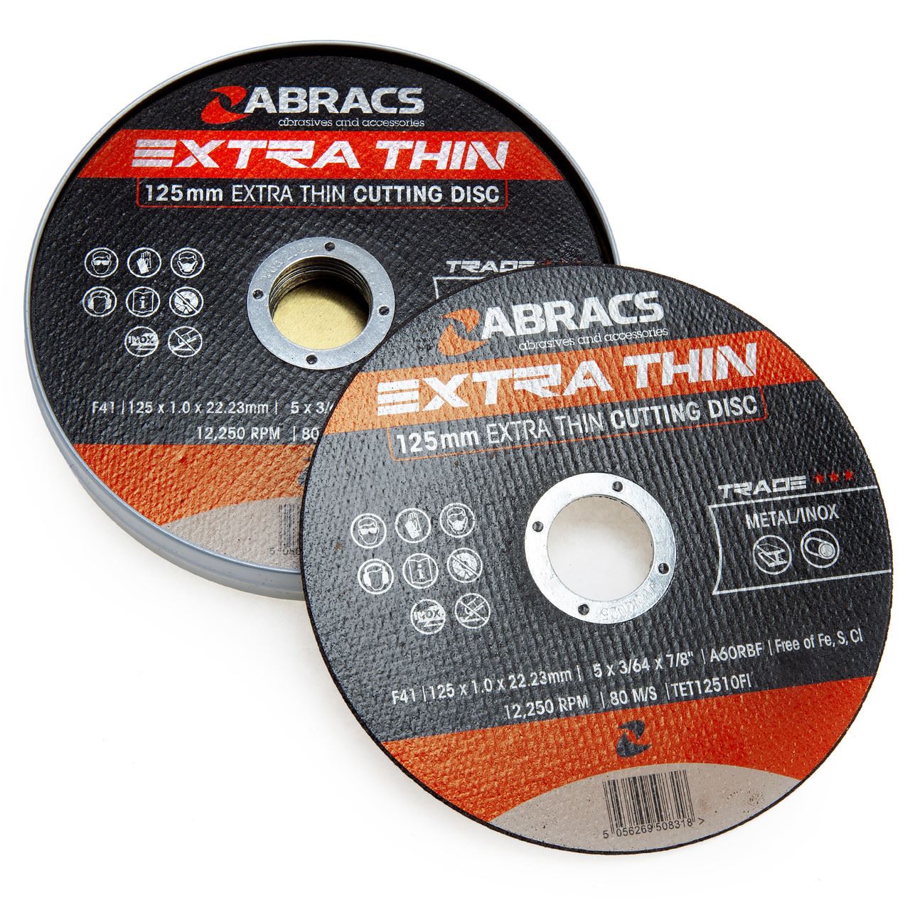 Abracs Disques à tronçonner Extra Thin Métal/INOX 125mm x 1mm (Lot de 10)