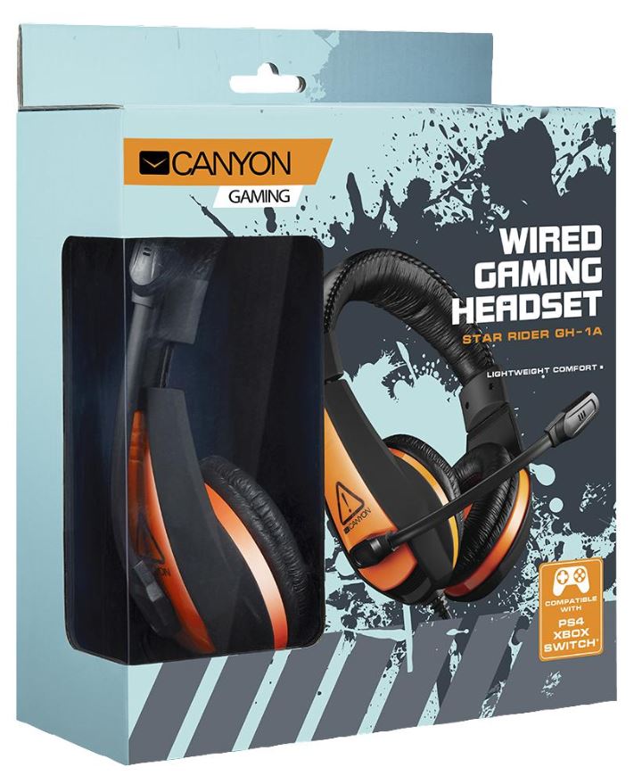 CANYON Star Raider Stereo Gaming Headset, Schwarz/Orange