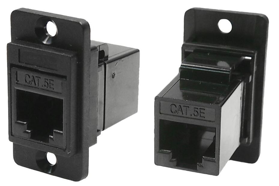 CLIFF RJ45 Cat5e 듀얼 피드스루 커넥터, 블랙, 플라스틱