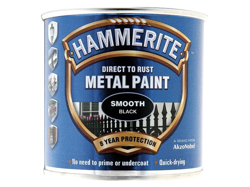 Hammerite Direct to Roest Metaalverf - Zwart Glad, 250ml