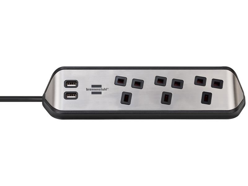 Brennenstuhl estilo 角位拖板 240V 3位 13A 黑色 2米