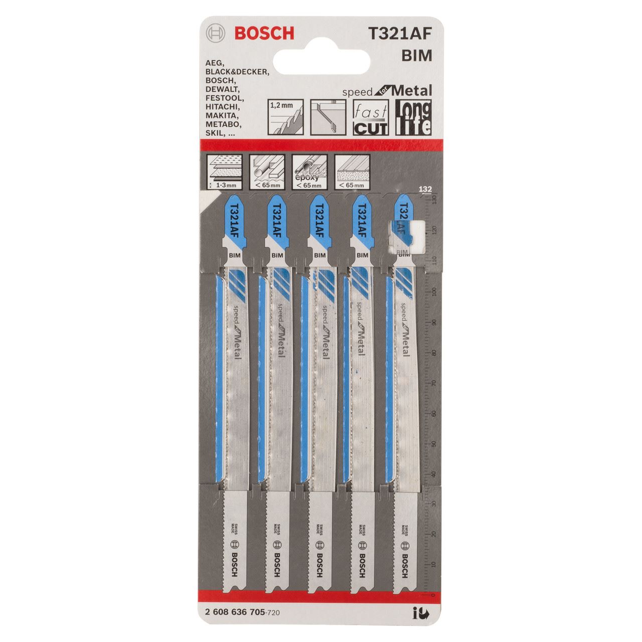 Bosch Lâminas para Serrote T321AF Speed para Metal, Pacote de 5
