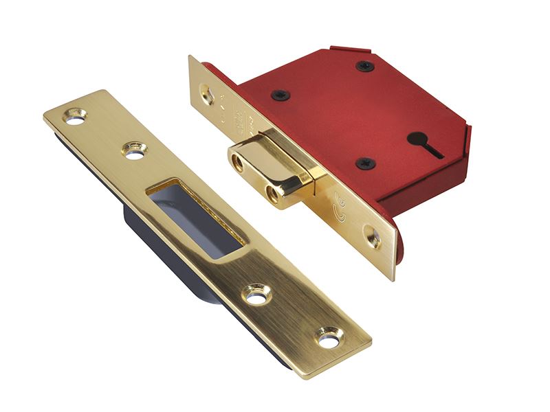 UNION StrongBOLT 2103S 3 Lever Mortice Deadlock, Polished Brass, 68mm