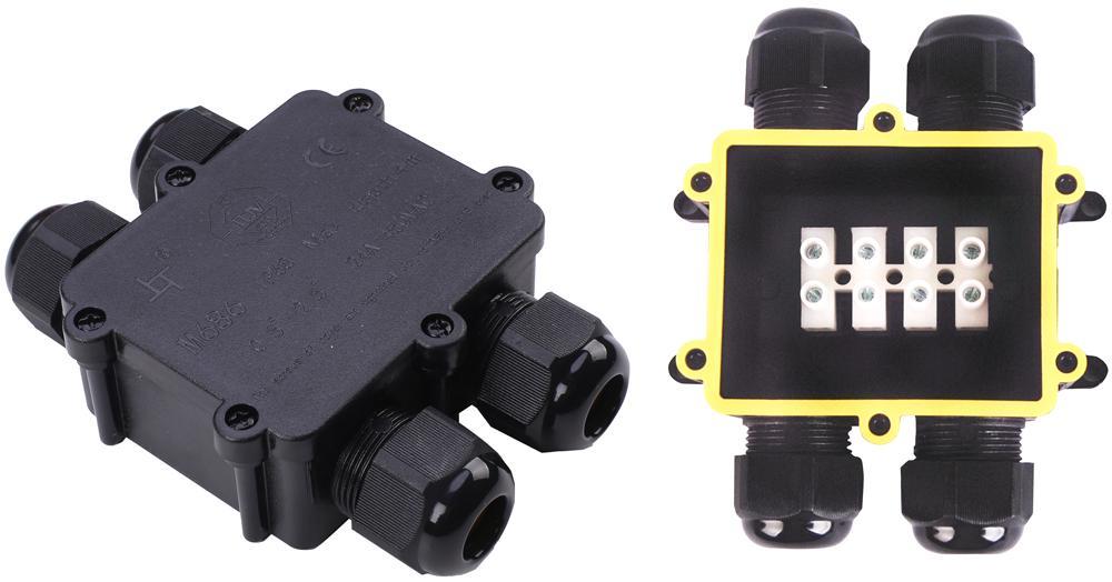 V-TAC IP68防水端子台 ブラック 8-12mm対応ケーブル