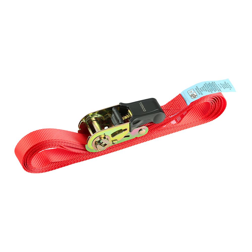 Timco Endless Ratchet Straps, 5m x 25mm, Red Polyester (2 Pack)
