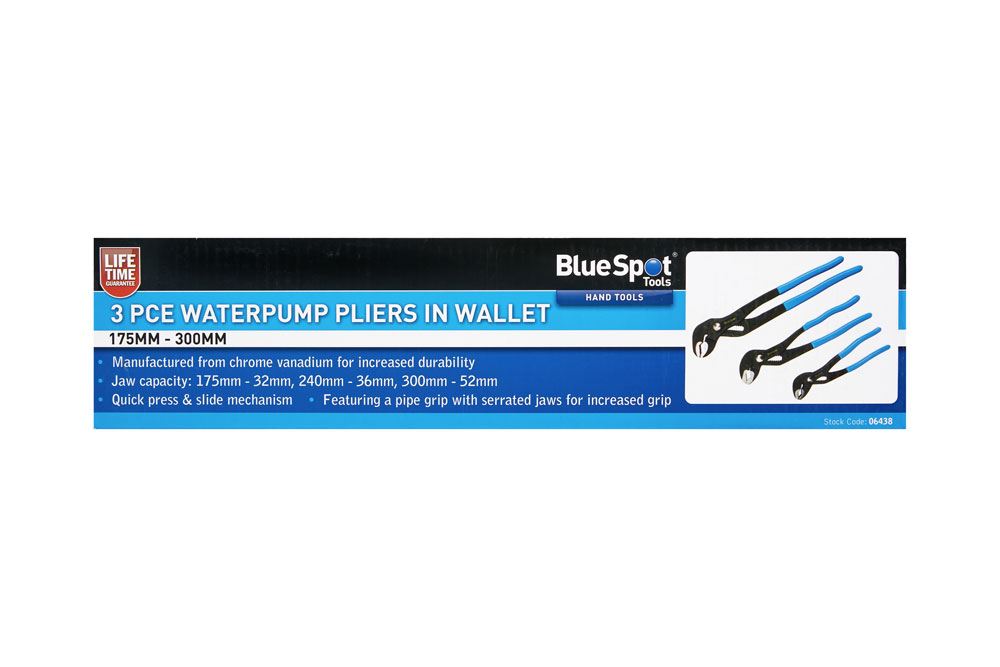BlueSpot Set Pinze a Pressione per Idraulico 3 Pezzi (175mm - 300mm)