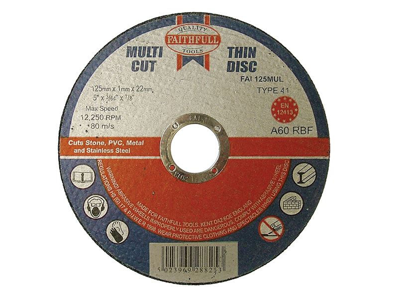Faithfull Disco da Taglio Multiuso 125x1.0x22.23mm (10 Pezzi)