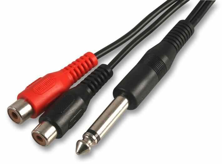 Pro Signal 6.35mm Mono Jack to 2x RCA Lead, 500mm