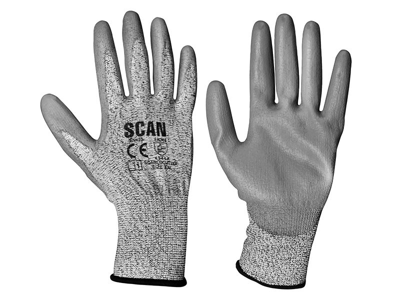 Scan Graue PU-beschichtete Cut 3 Handschuhe - Größe 11 (XXL)