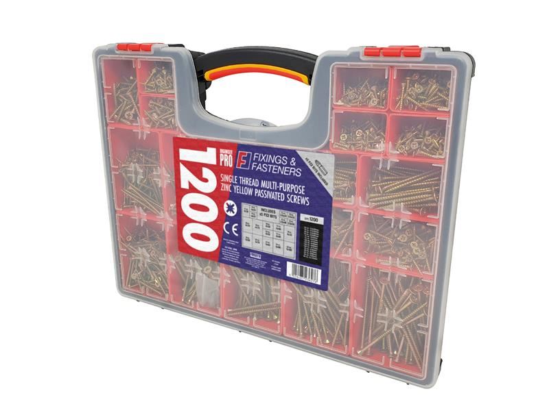ForgeFix Organiser Pro Multi-Purpose Wood Screw Kit (1200 Pieces)