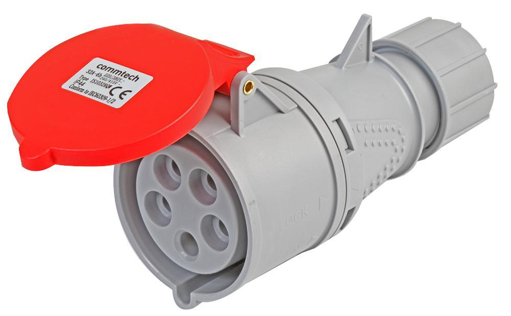 PRO ELEC Presa CEE 32A 400V IP44, 3P+N+E, Nero