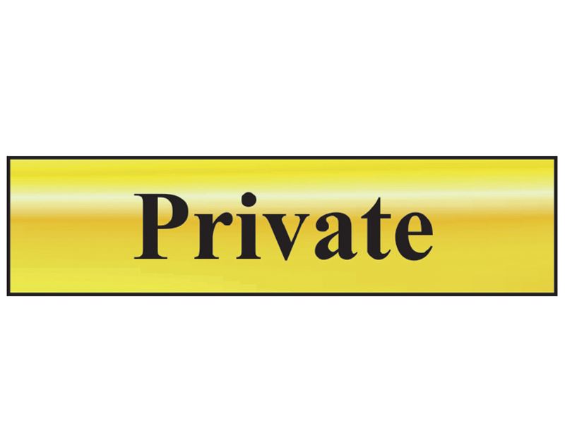Scan Private Schild mit polierter Messingoptik, 200 x 50mm