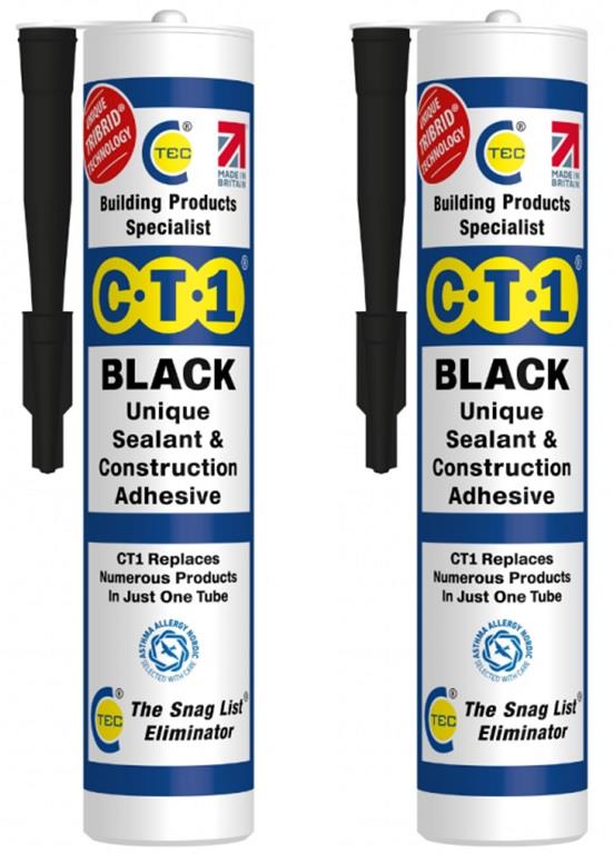 CT1 Black Building Sealant & Adhesive Snag Tube - TRIBRID Technology (1 Pack)