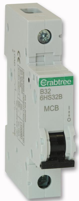 CRABTREE 32A SP MCB, Curba B 10kA Feiste Din Rail