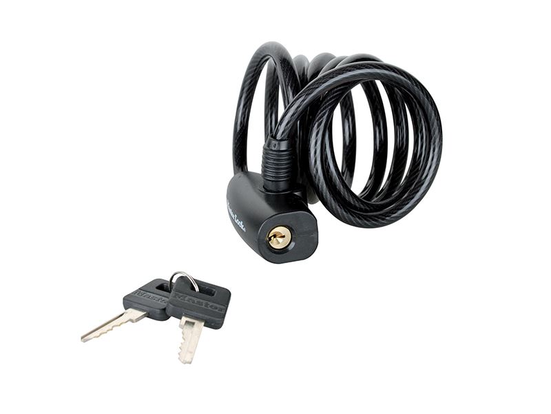 Master Lock - 1.8米 x 8毫米黑色自繞鑰匙式鋼纜鎖